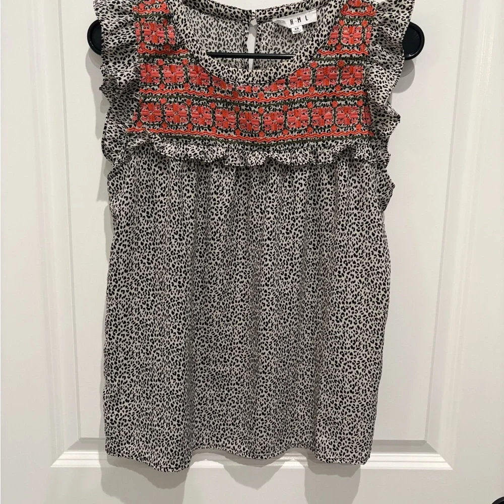 THML Black and Orange Patterned Blouse - Picture 1 of 4